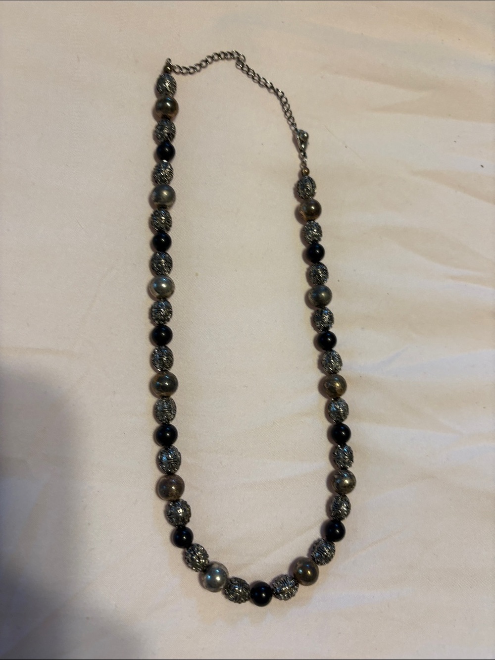 belk Black and Silver Mixed Bead Necklace